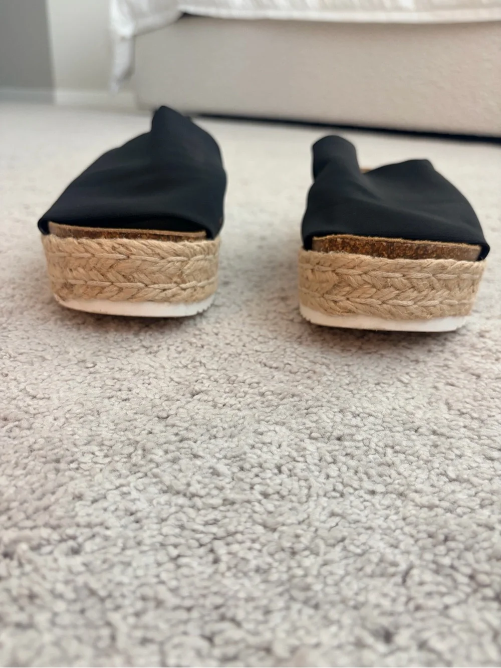 Steve Madden Alison Black Tan Espadrille Platform Sandals Size 7
